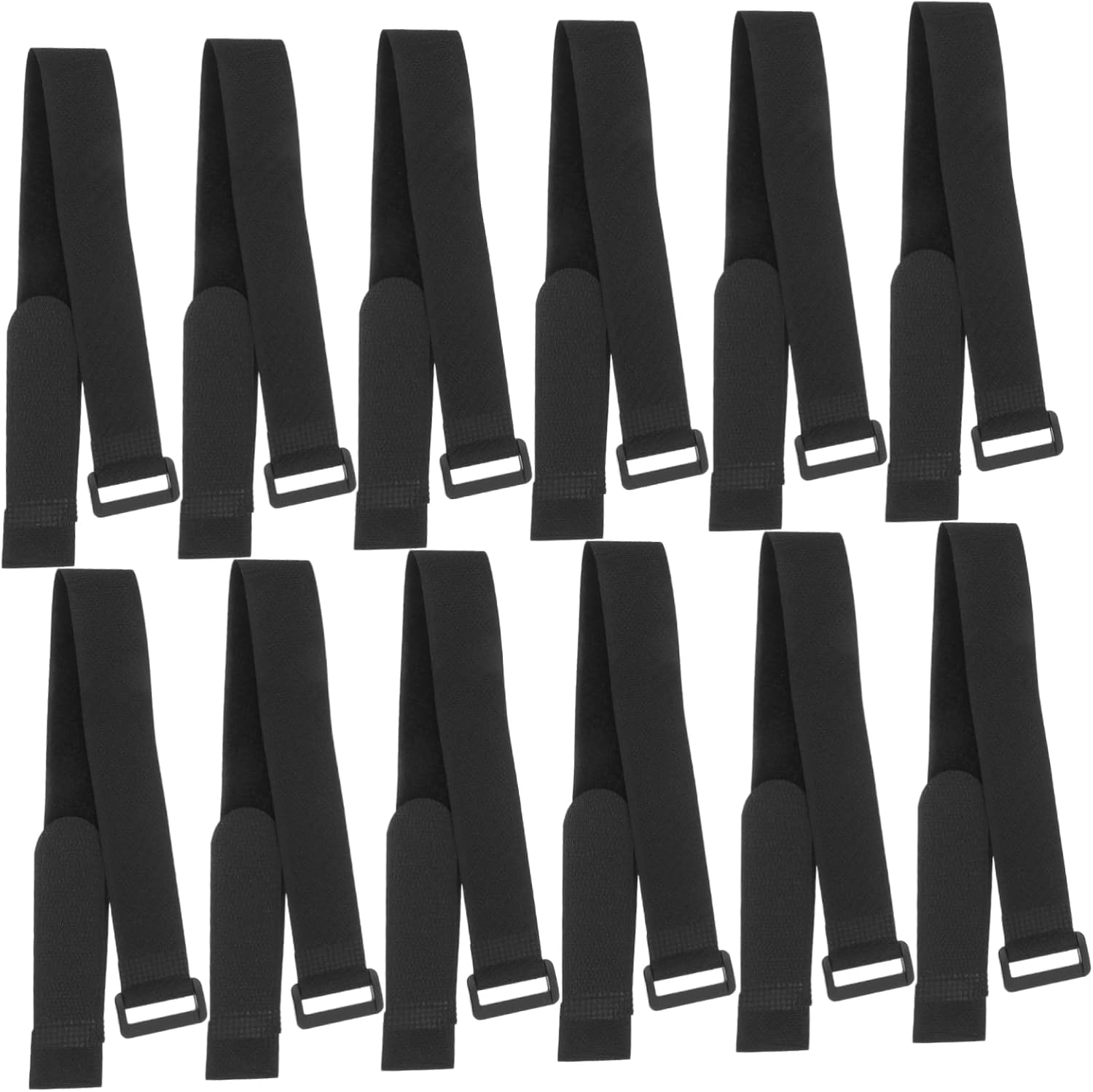 Mipcase 12pcs Nylon Yoga Mat Straps with Hook Loop Securing Multi Functional Exercise Mat Tie Cords Black Bundles