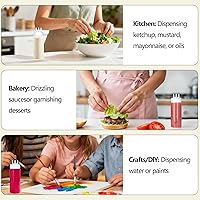 Vista 6 de Botella exprimible de 3 agujeros para salsas, botellas exprimibles de plástico para condimentos dispensadores de salsa de tomate para salsa