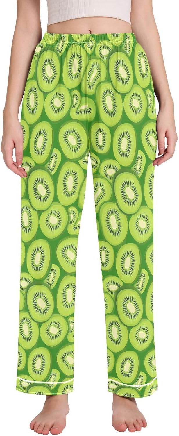Pajama Pants Women Cute Kiwi Green Soft Sleep Lounge Pj Bottoms with Pocket S-XXL