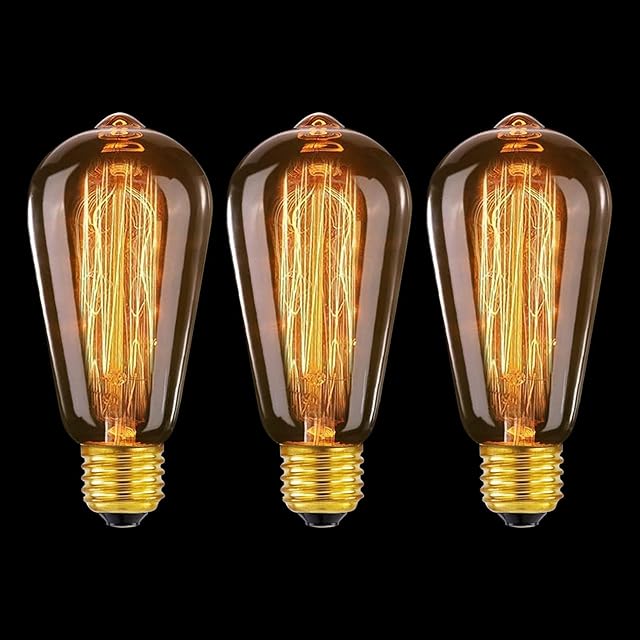 MLOQI 3 Pack E27 Vintage Light Bulbs Squirrel Cage Shaped Tungsten 40W Filament Light Bulbs for Lamp Classic Antique Incandescent
