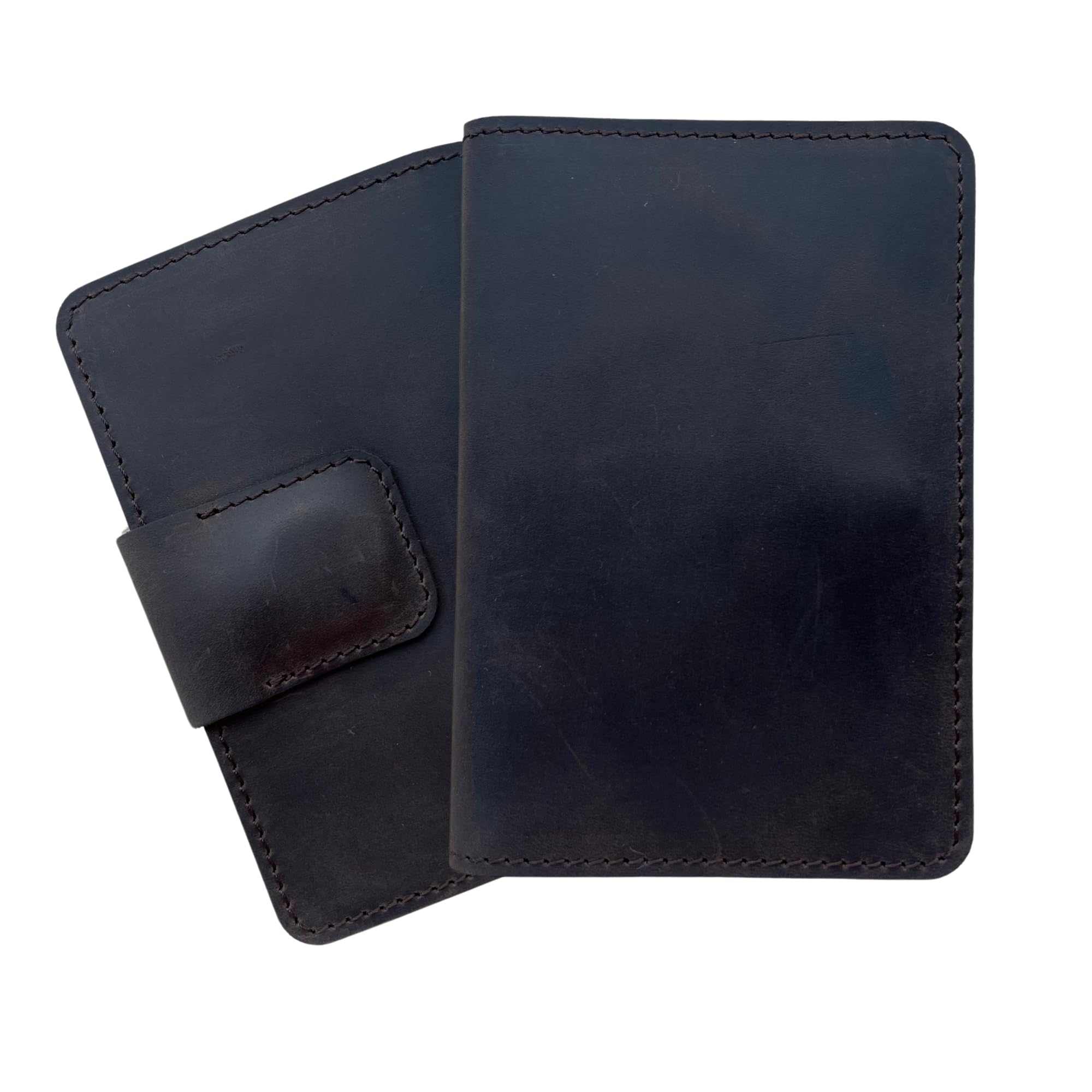 Passport Holder Compatible with AirTag Family Passport Holder Wallet for 2, 3, 4 Made from Premium Full Grain Leather and Wool Felt Brown Color.