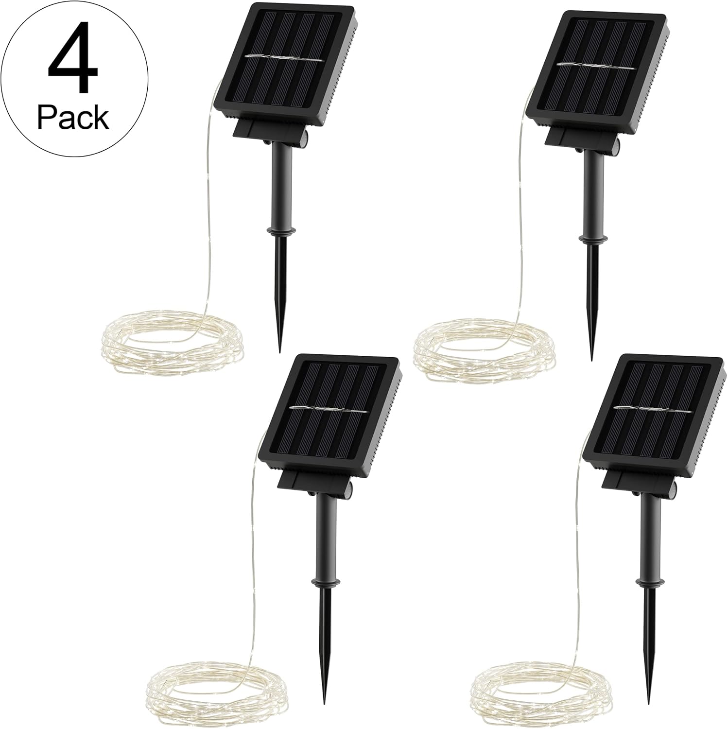 Pure Garden Solar-Powered 100 Fairy Lights, Warm White, 4-Pack