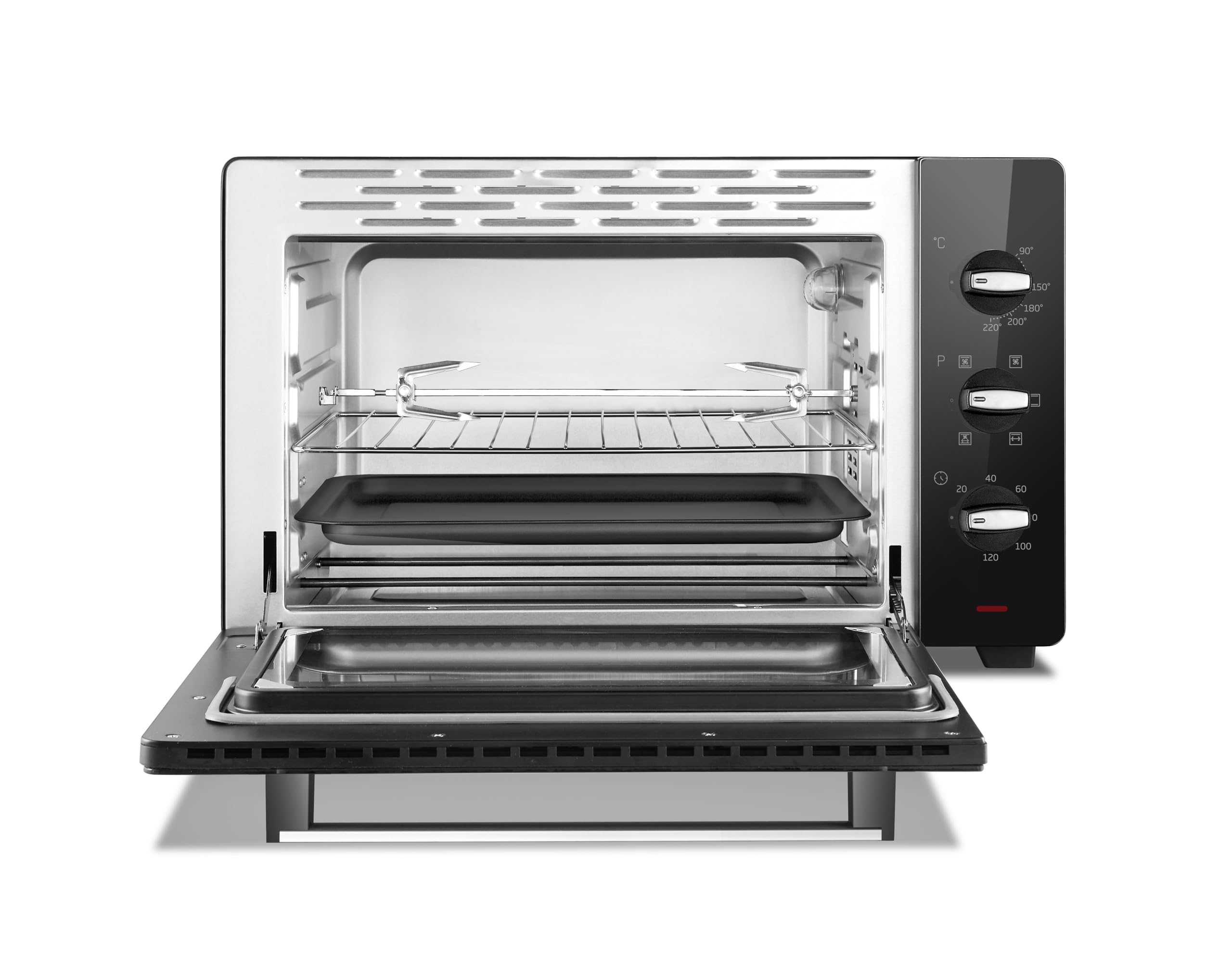 Beko BMOF45B Placa eléctrica con circulación, 45 litros, 2000 W, 5 funciones, temporizador 120 min, temperatura hasta 220 grados, negro