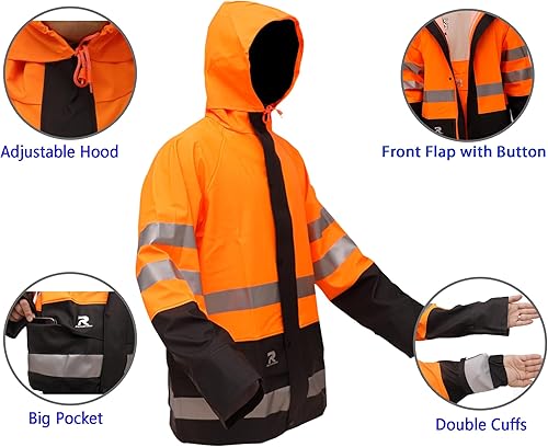 Miniatura 2 de RainRider Trajes de lluvia impermeables para hombres y mujeres, equipo de lluvia resistente, chaqueta reflectante de alta visibilidad, pantalones