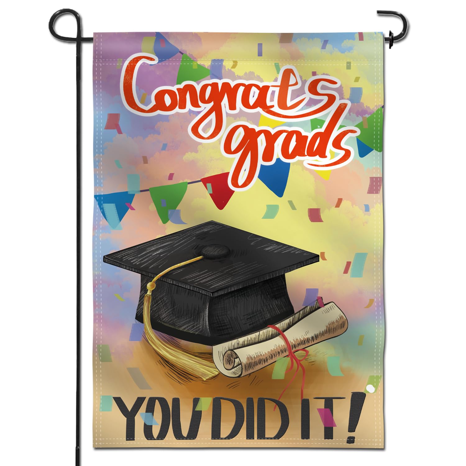 Anley Double Sided Premium Garden Flag, Congrats Grads You Did It Decorative Garden Flags for Home Decor - Weather Resistant & Double Stitched Yard Flags - 18 x 12.5 Inch