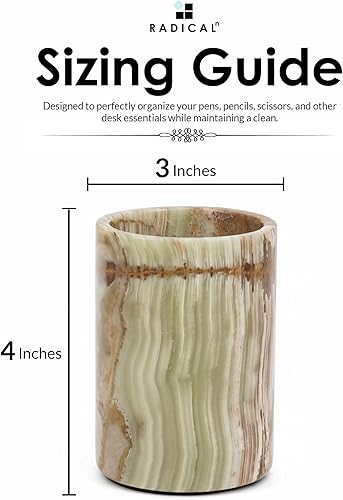 Miniatura 6 de Radicaln Soporte estacionario de mármol, ónix verde, soporte para bolígrafo hecho a mano de 4 pulgadas para escritorio, ideal para organizador de