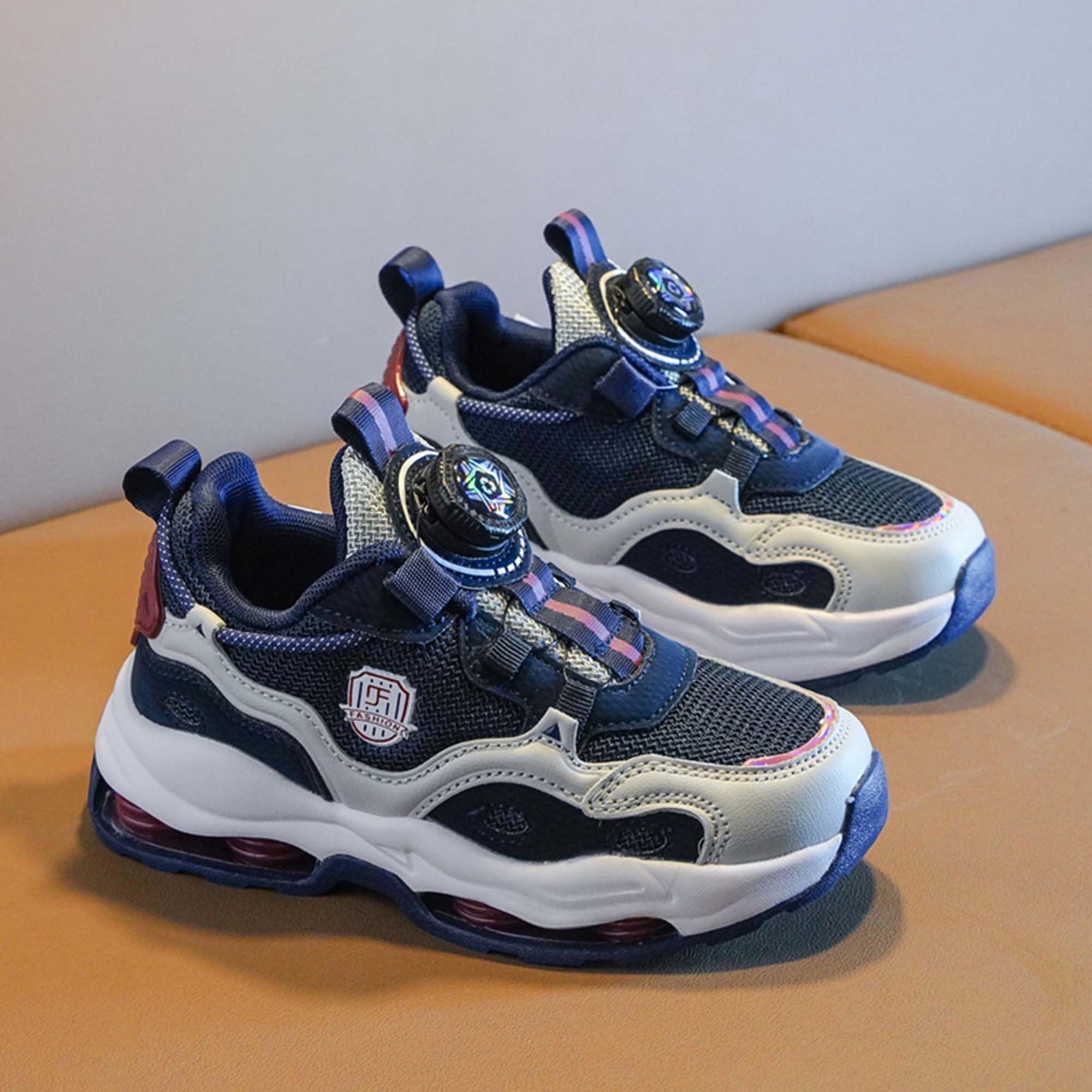 KSYVUCRD Kids Color Blocking Style Casual Walking Shoes Outdoor Climbing Shoes Non Slip Wear-Resistant Hiking Shoes Camping Shoes Vacation Tourism Dark Blue