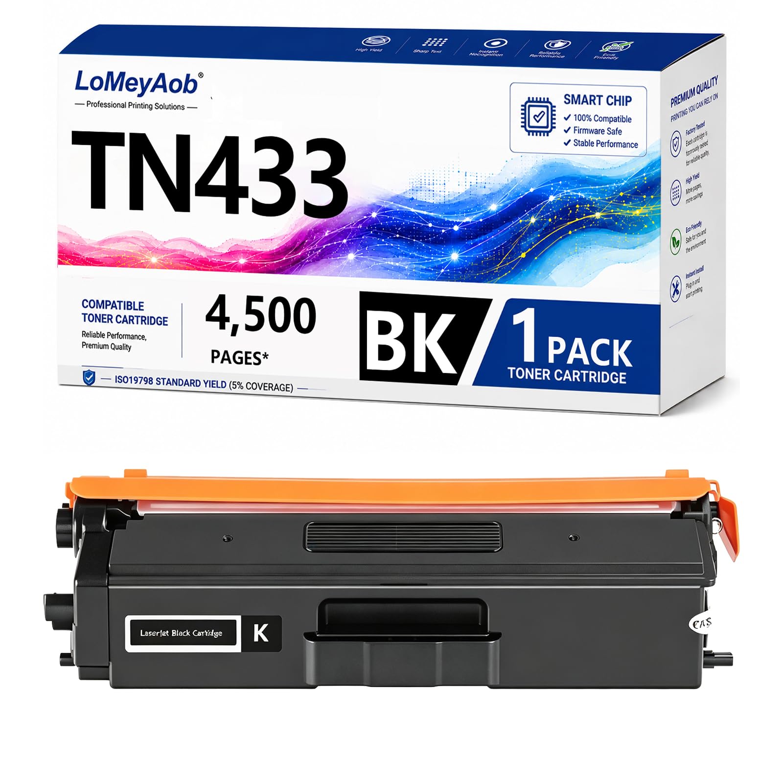 Cartucho de tóner TN433 433, reemplazo Negro de Alto Rendimiento para la Impresora Brother LaserJet HL-L8260CDW L8360CDW L8360CDWT L9310CDW, Colores Ricos