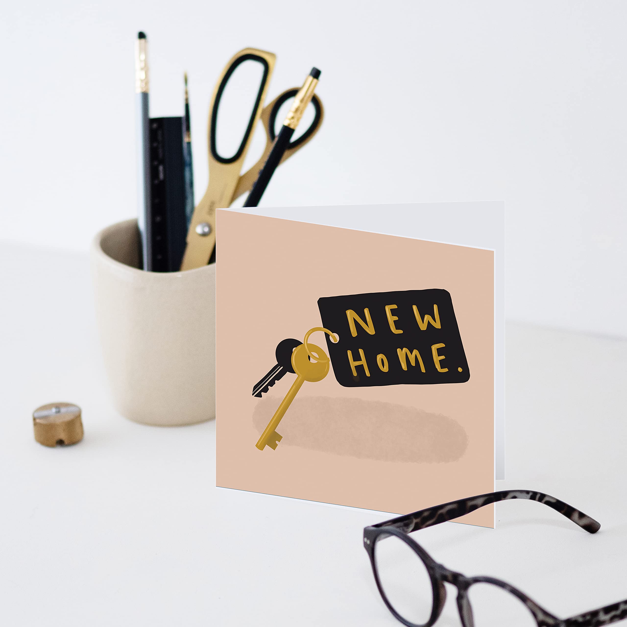 Old English Co. New Home Karte „Keys“ – Lustige Einzugs-Karte Mit Schlüssel-Illustration, Blanko Innen | Geschenkkarte Zum Haus-Einzug