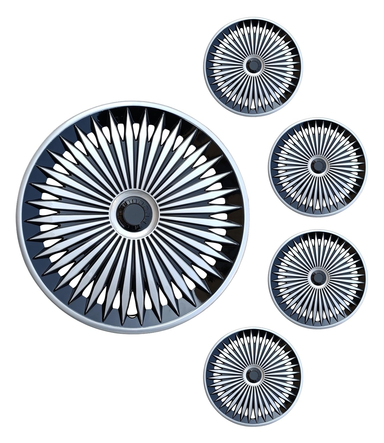Hubcap Wheel Cover Replacement R17 Hub Caps Universal Wheel Rim Cover ABS Material Exterior Accessories for Car Truck SUV -Set of 4（17-inch，Silver-Black）