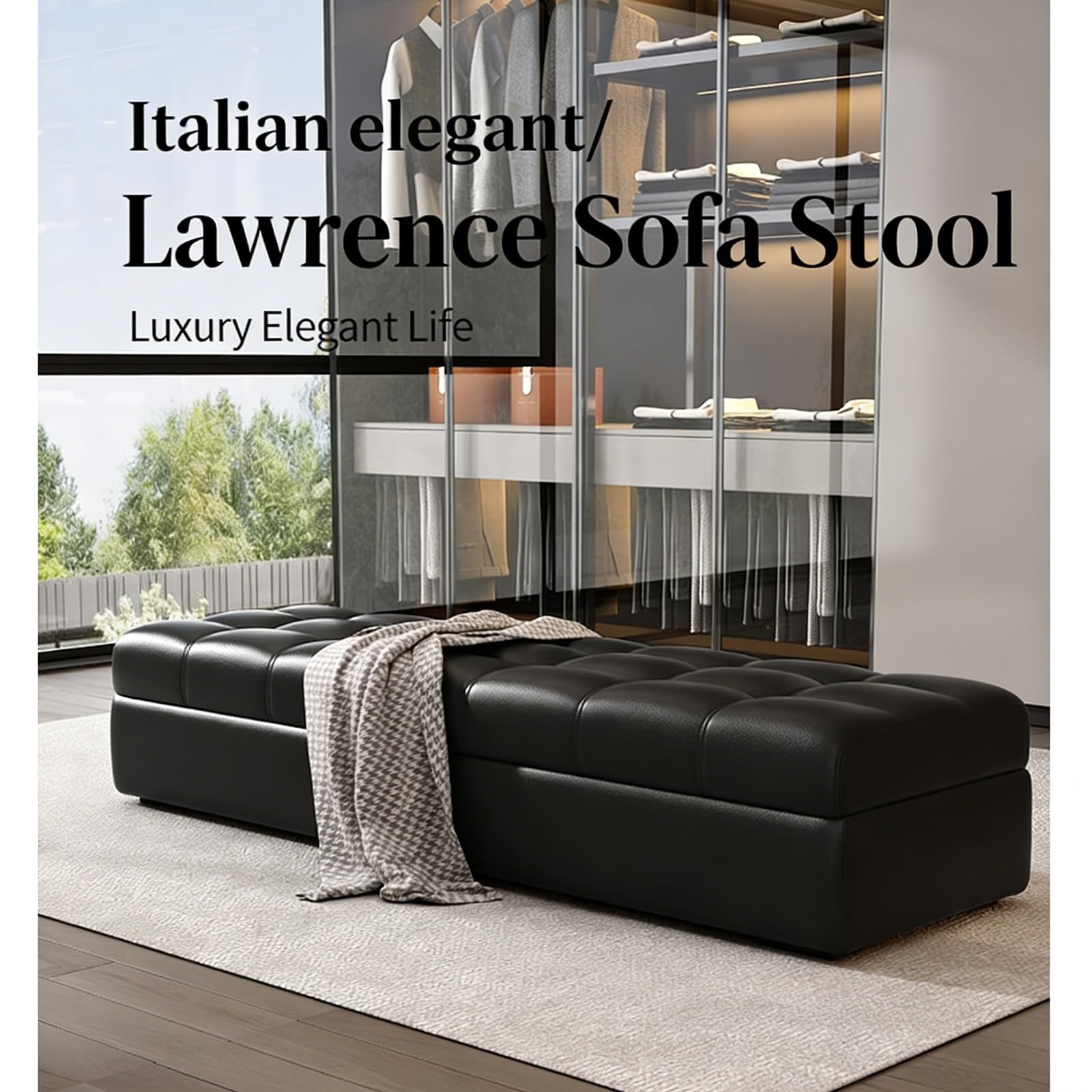Panca portaoggetti imbottita, moderna, rettangolare, extra lunga, soluzione per riporre oggetti per soggiorno e atrio, comodo design ribaltabile
