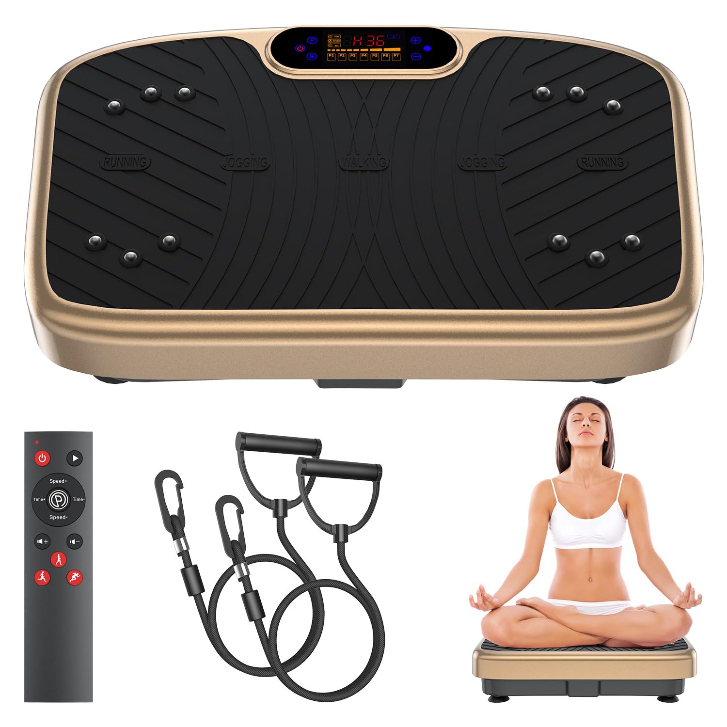 Vibration Plate Exercise Machine, Vibration Plate Platform for Lymphatic Drainage, 200 Adjustable Speeds Power Shaping Waver Vibrating Plate Helps Weight Loss, Shaping, Home Training Equipment