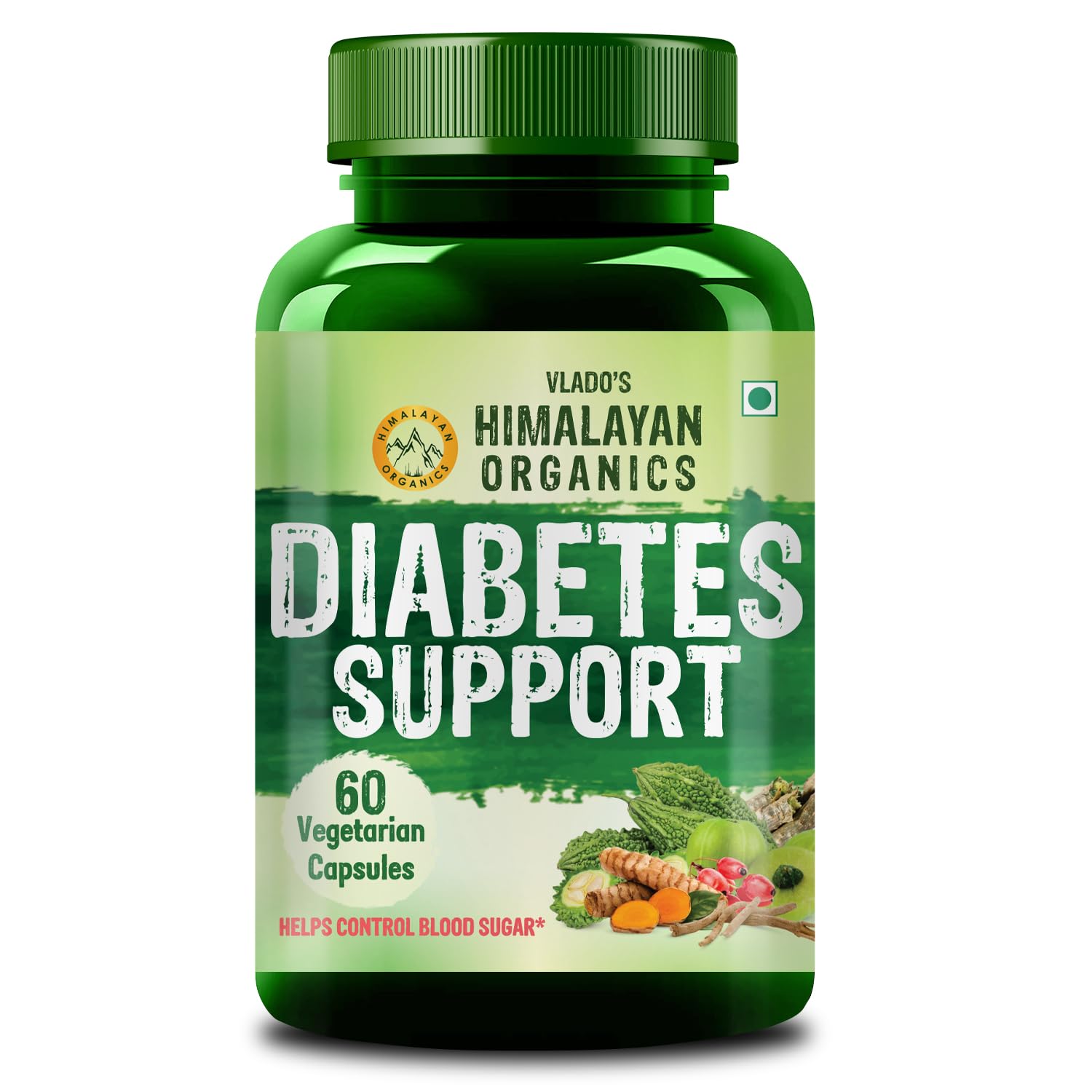 HIMALAYAN ORGANICS Diabetes Support Supplement | Helps Control Blood Sugar Levels | 100% Vegetarian (60 Capsules)