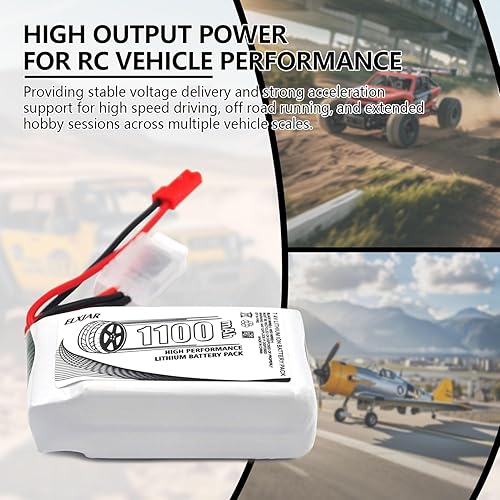 Miniatura 5 de Paquete de 2 baterías Li-Po de 7.4V 1100mAh con enchufe JST de repuesto para WLtoys A949 A959 A969 A979 K929 RC Cars y la mayoría de vehículos de