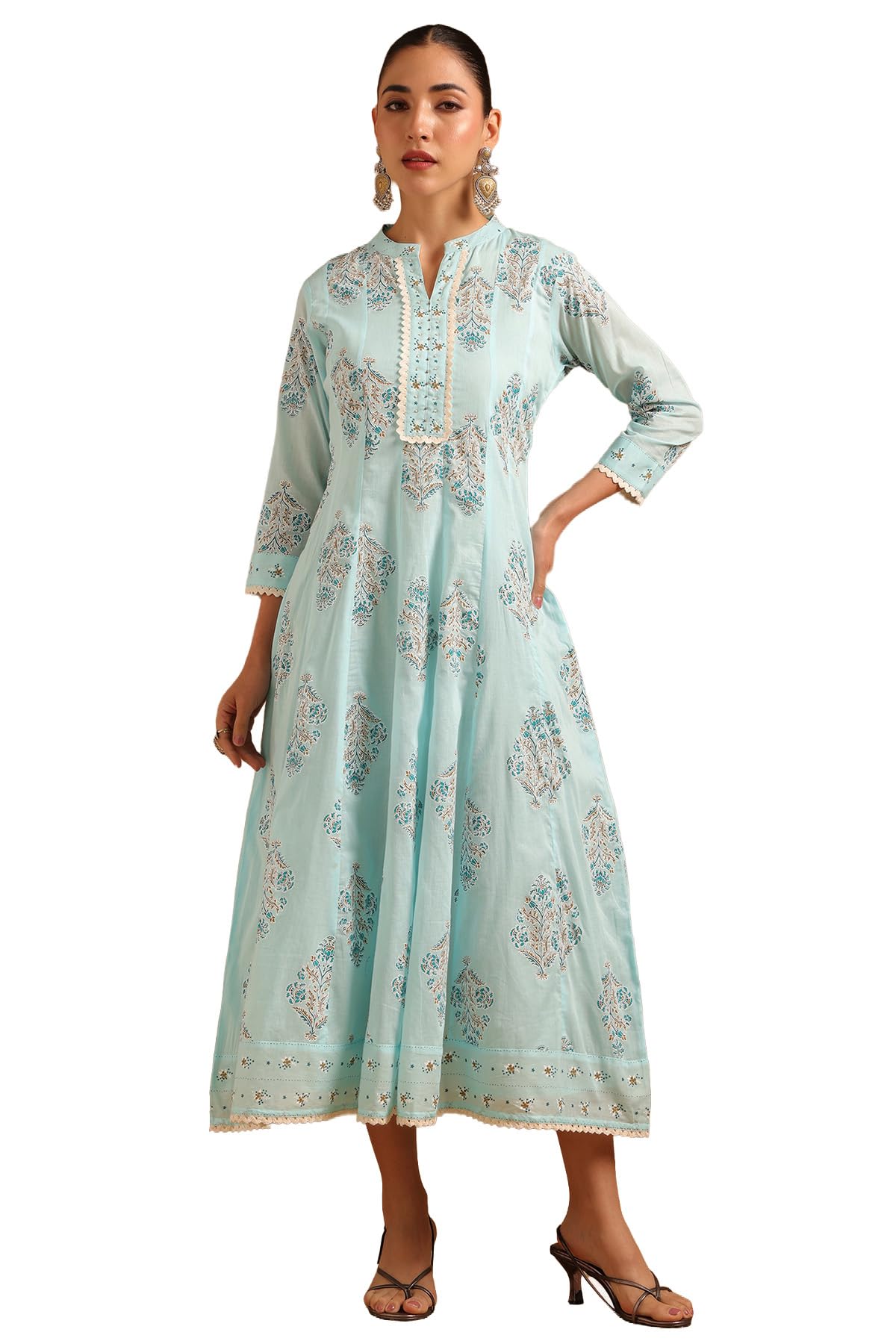 Womens Cotton Botanical Printed Dress-image-24