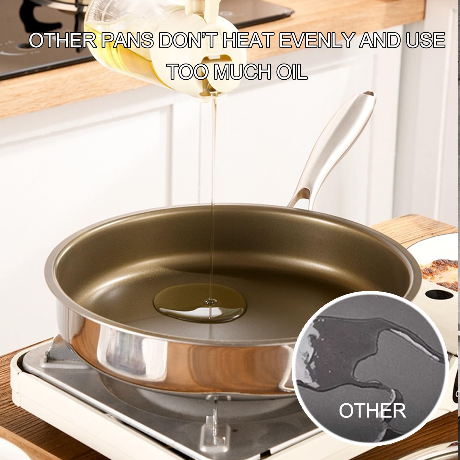 SartéN Acero Inoxidable Wok Multiusos Wok Grande Acero Inoxidable Apto Lavavajillas Wok Antiadherente con Tapa Wok InduccióN para Cocinar Familia Acampadas,30cm