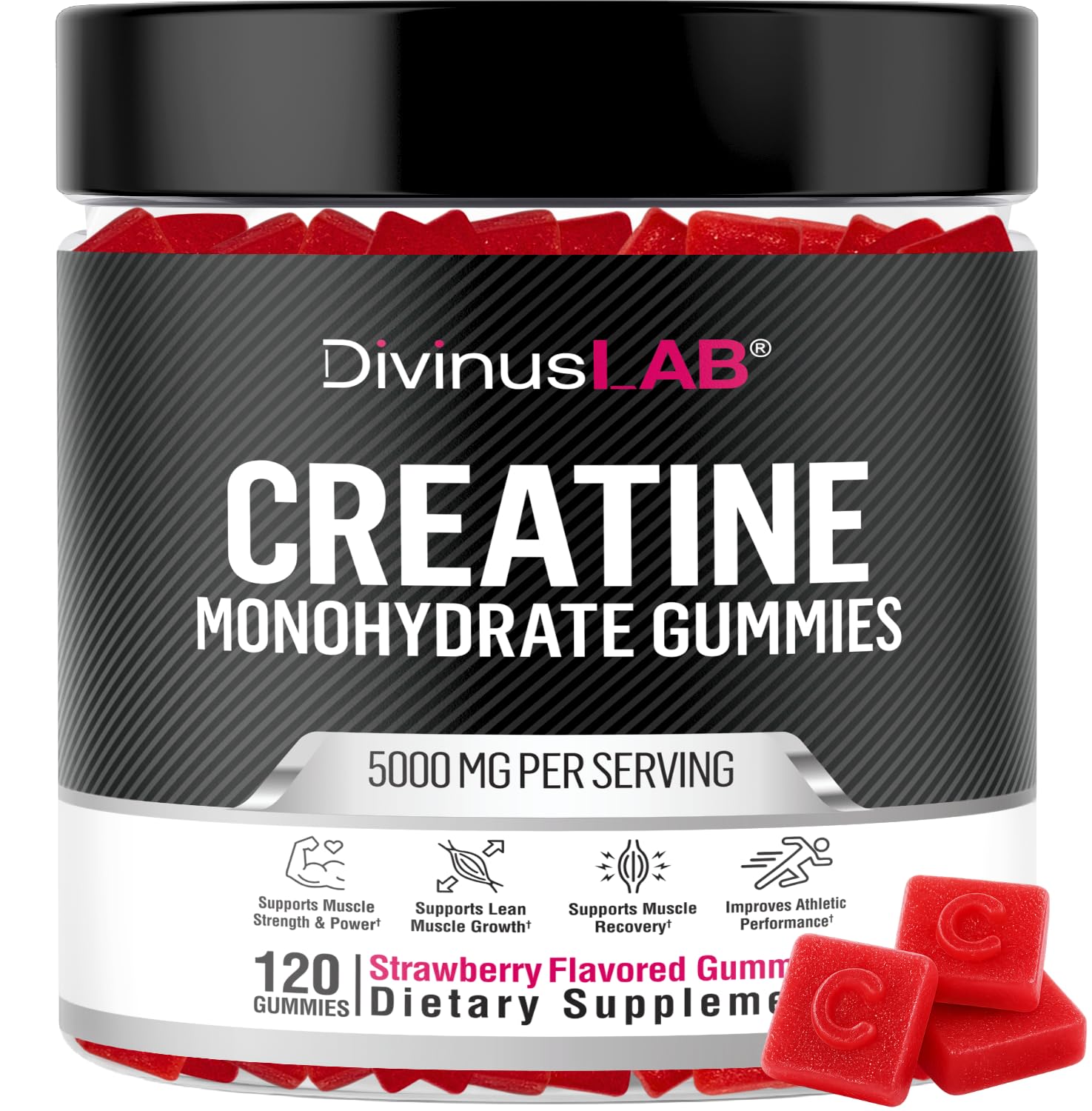 DivinusLab Suplemento de Creatina Monohidratada 5 g, 120 gomas