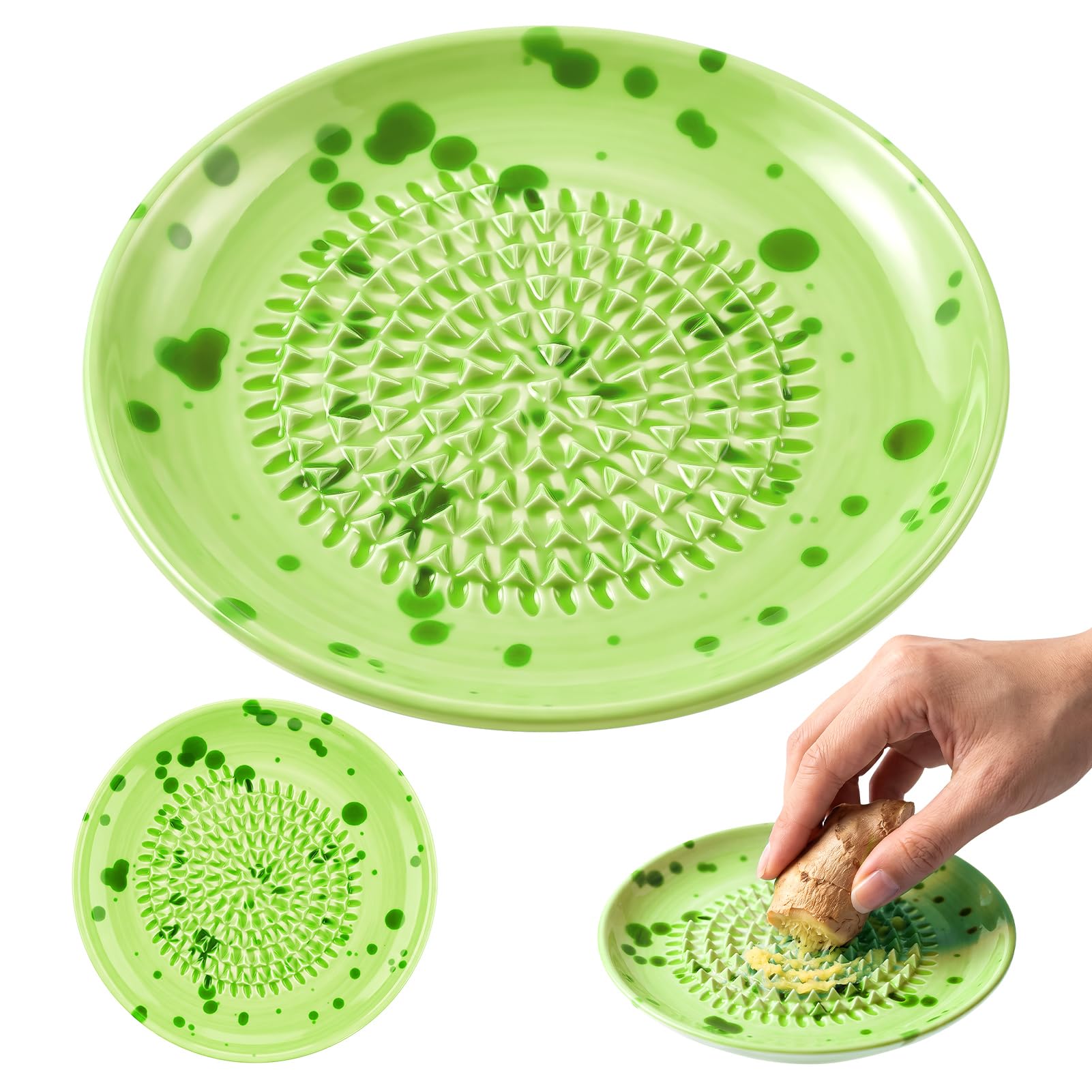 DirkFigge Ceramic Garlic Grater Plate, Natural Grinder Garlic Plate Grater