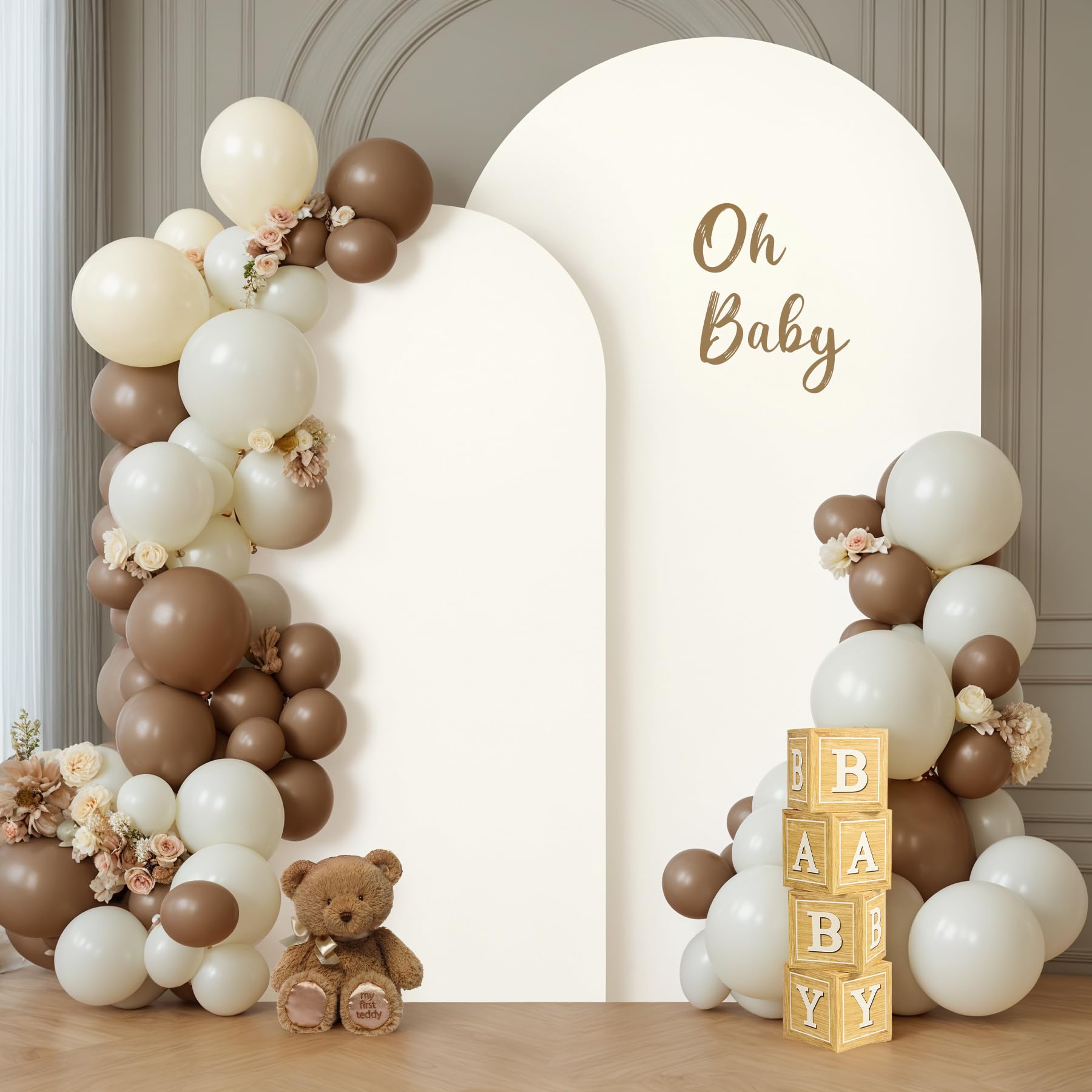 Copertura per sfondo ad arco in spandex Chiara, 2 lati, per cerimonie nuziali, feste di compleanno, baby shower, banchetti (1 x 2 m, bianco