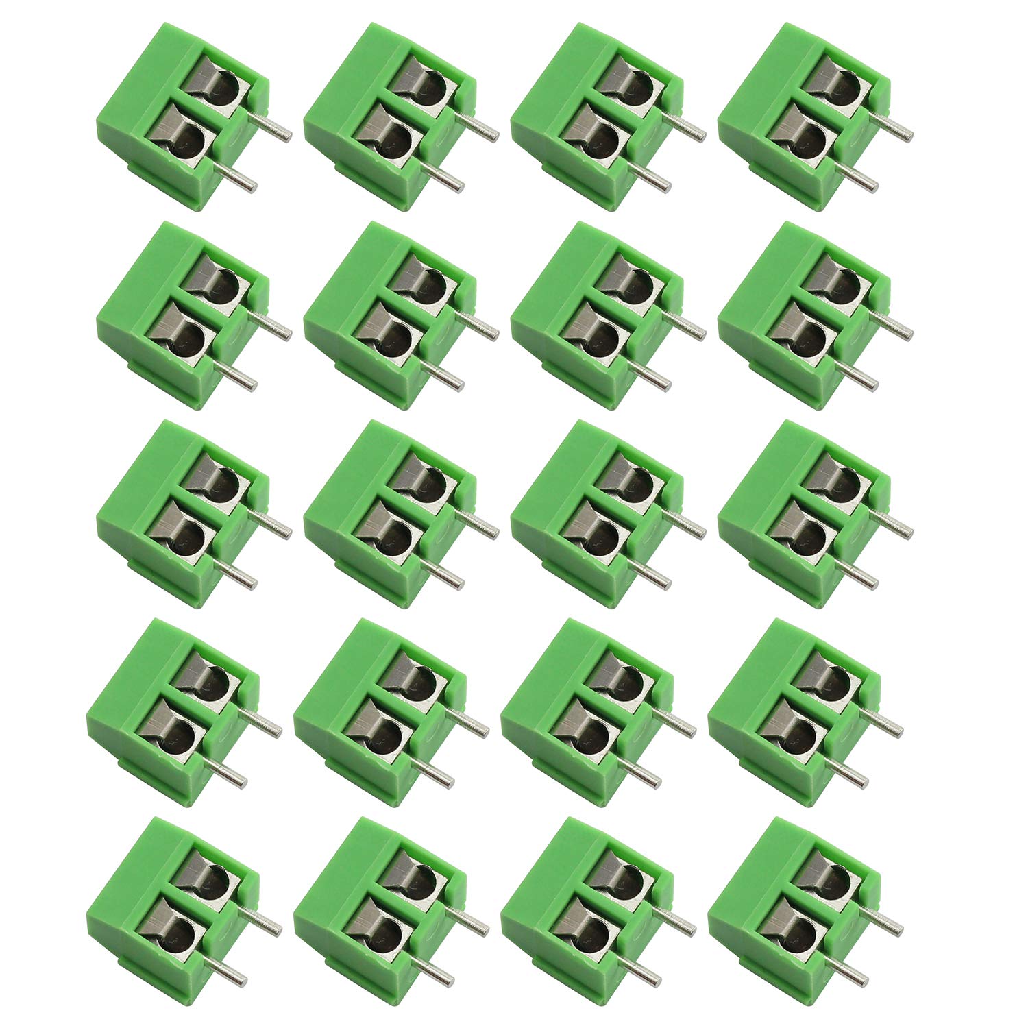 Tegg 20 PCS 5mm 2 Pin Screw Terminal Block Connector PCB Mount for ...