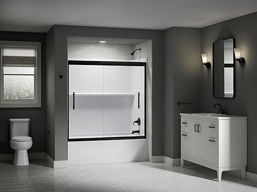 Vista 125 de Kohler Essential - Espejo de tocador ovalado enmarcado de 20 pulgadas de ancho x 40 pulgadas de alto en oro cepillado moderno Moderno dorado