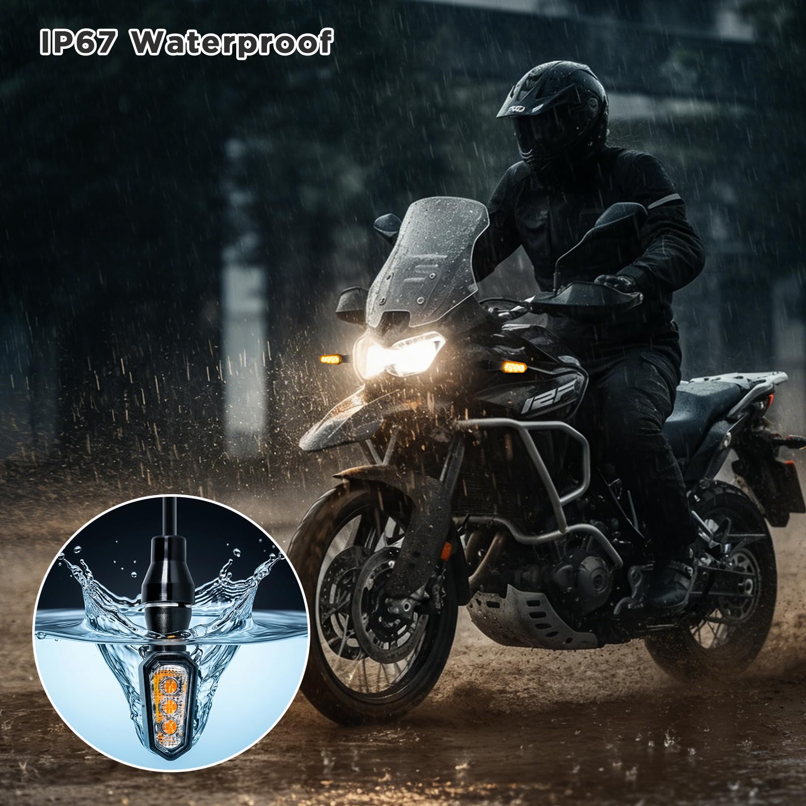 evermotor Mini LED Indicatore Moto a 3 Perle, E-geprüft, Alluminio CNC, 12V 4 Pezzi, con Luce di Posizione, Universale per E-Bike/Scooter, 2x Ambra & Bianco, 2x Ambra & Rosso