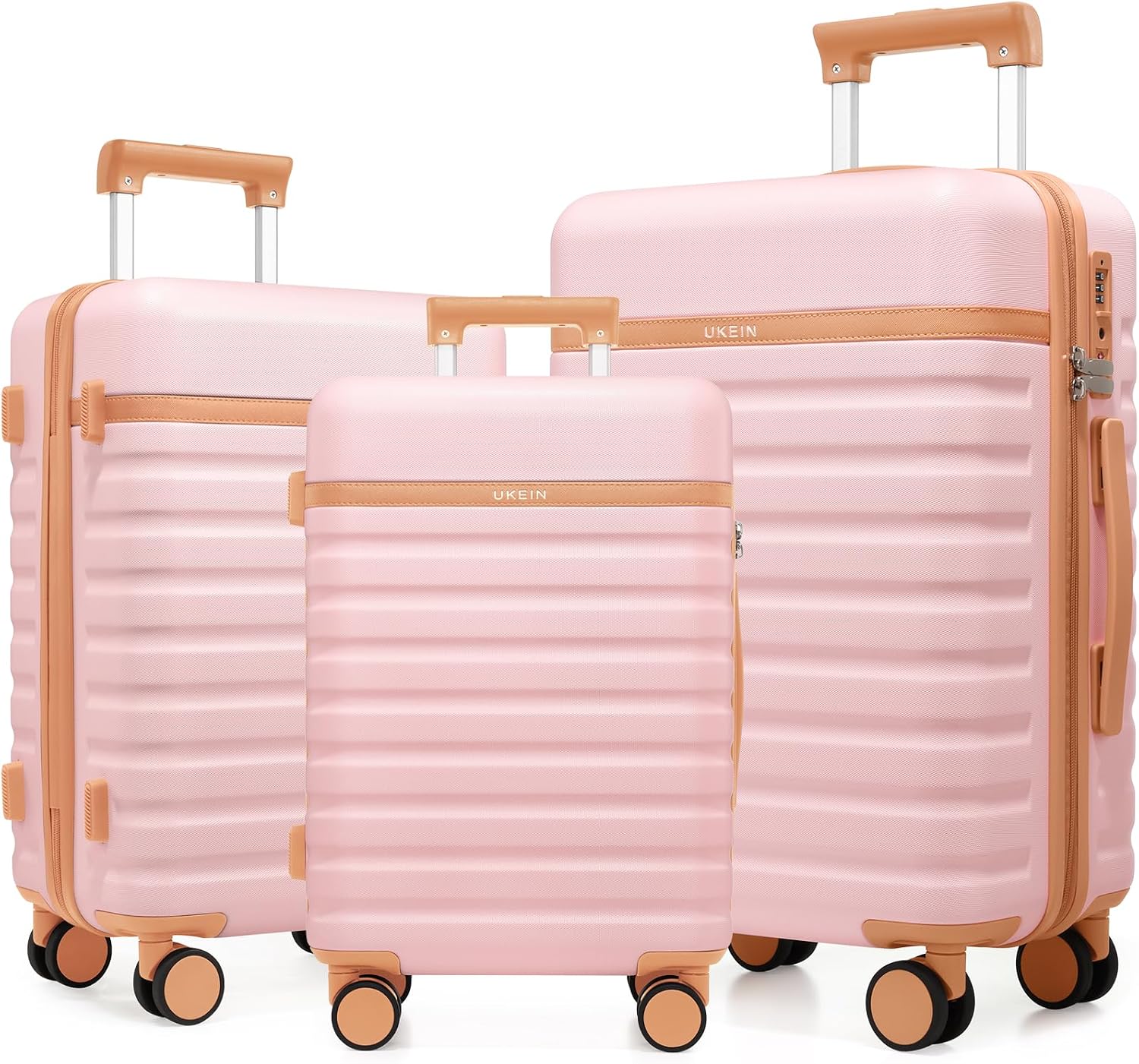 3 Piece Luggage Set, Durable ABS Hardshell Carry On Suitcase Set with Silent Spinner Wheels, YKK Zipper & TSA Lock, Lightweight Large Travel Checked Luggage,20/24/28 Inch