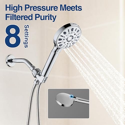 Miniatura 7 de Cabezal de ducha filtrado con modos de pulverización múltiple, filtro de ducha de mano de alta presión para cabezal de ducha de filtro de agua dura