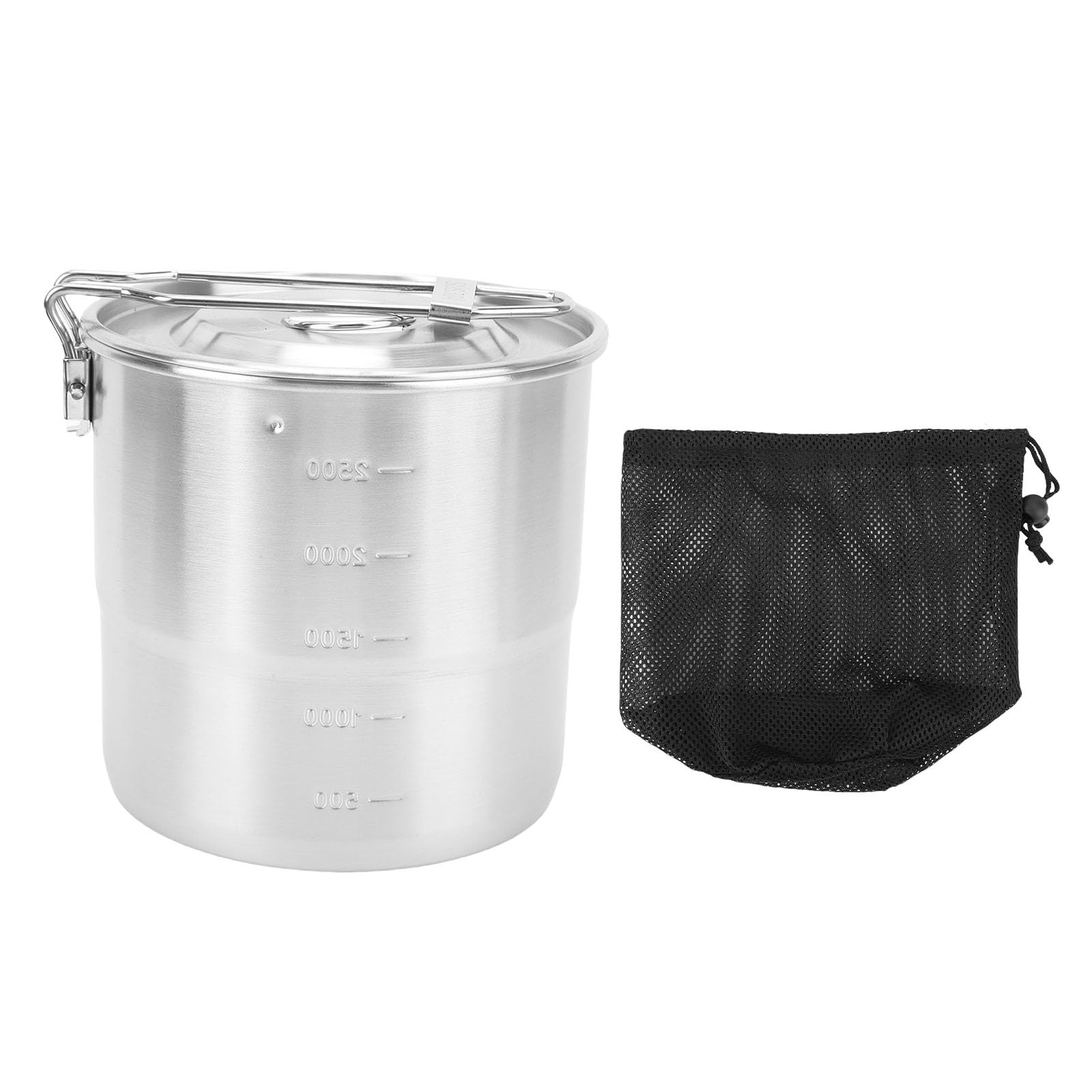 Camping Pot, 304 Stainless Steel Portable Metal Rice Cooker Camping Cookware Cooking Pot For Home Kitchen Outdoor Hiking (Single Handle)