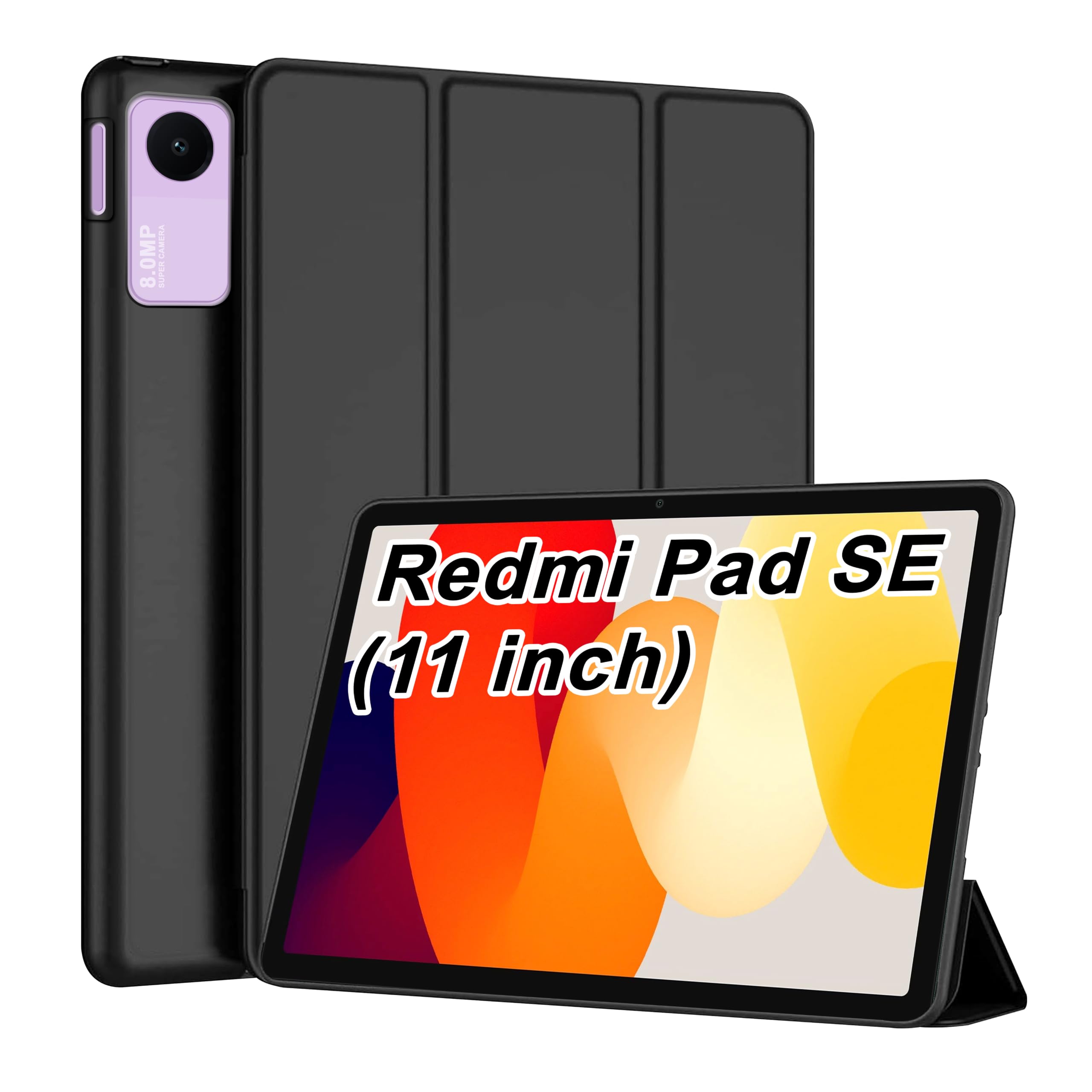 CEDO Tri-Fold for Honor Pad 9 (12.1 in) Smart Case Flip Cover with Multi Viewing Angles Stand | Leather Finish | Heat Dissipation | TPU Backcover (Black) — Amazon image 13
