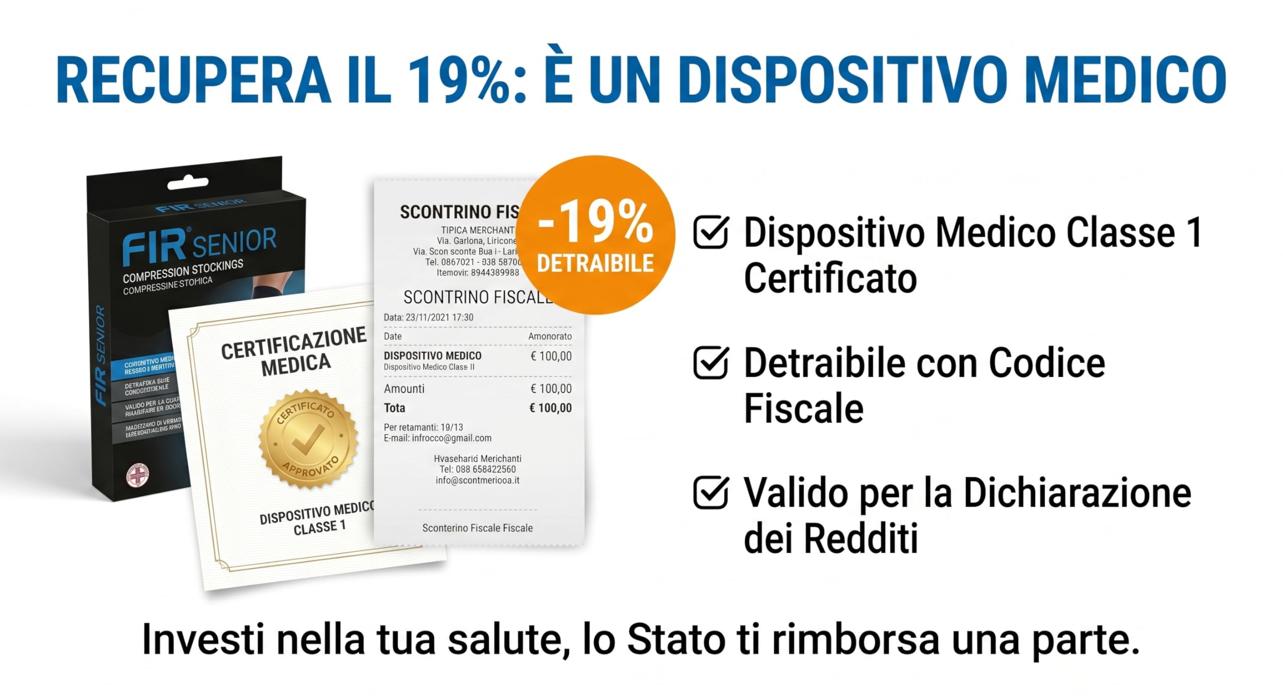 Kit Trattamento 24/7: 2 Paia Gambaletti Compressione Graduata FIR Senior – Tecnologia Infrarossi Bio-Attiva – Sollievo Gambe Gonfie e Pesanti Senza Ricetta – Made in Italy