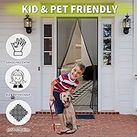 Vista 5 de Puerta magnética de malla - Se adapta a aberturas de puerta de 36x96 pulgadas, Tamaño real de la pantalla 38x97 pulgadas, Partición de malla