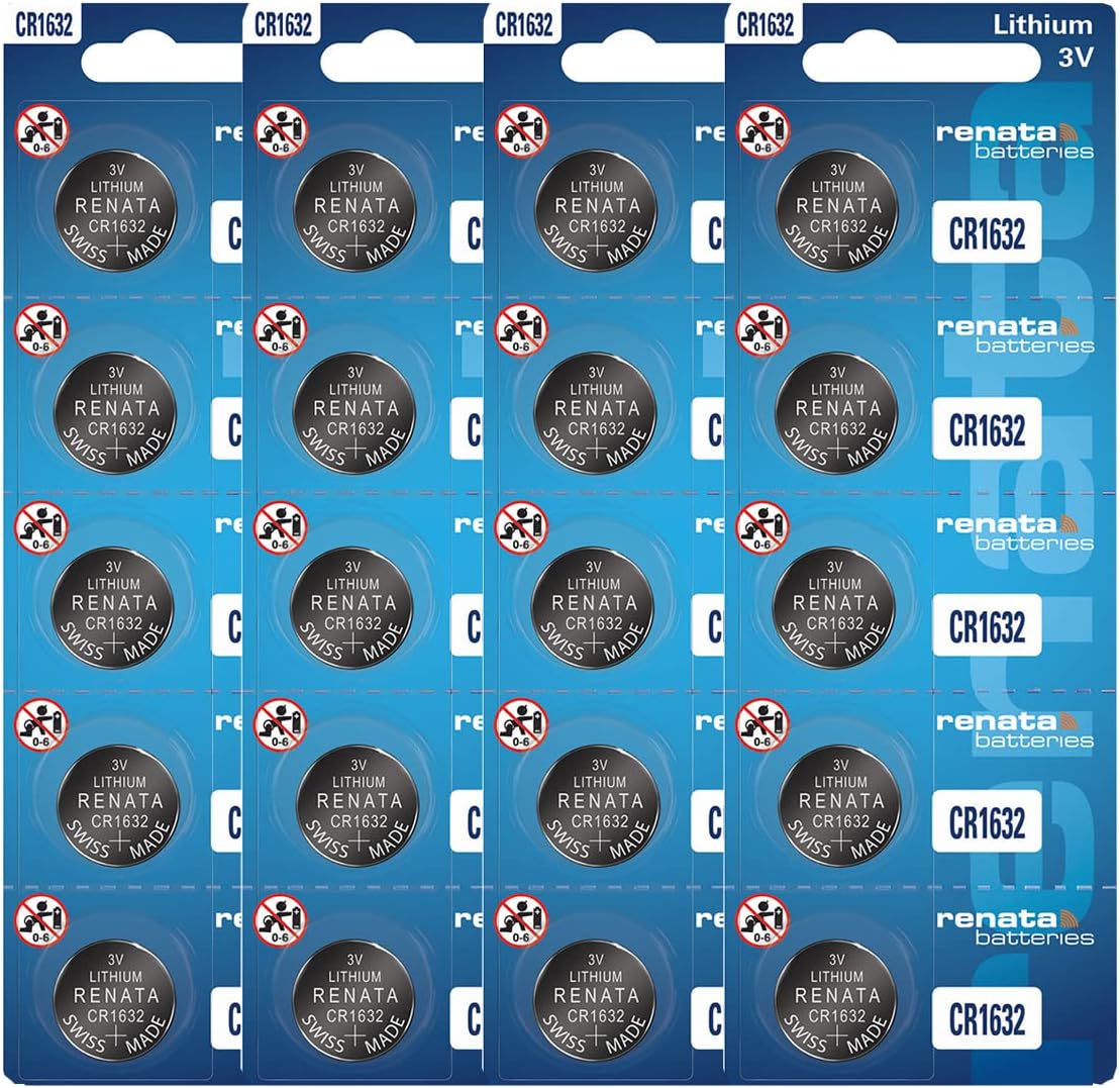 Renata CR1632 Batteries – 3V Lithium Coin Cell 1632 Battery (20 Count)