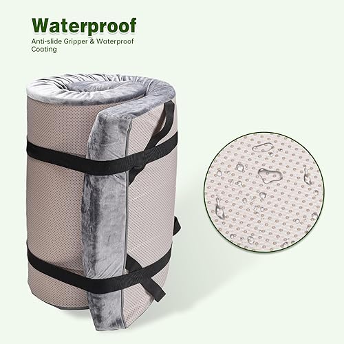 Miniatura 7 de Almohadilla de colchón de espuma viscoelástica de 3 pulgadas de grosor para adultos con parte inferior impermeable y antideslizante, colchón