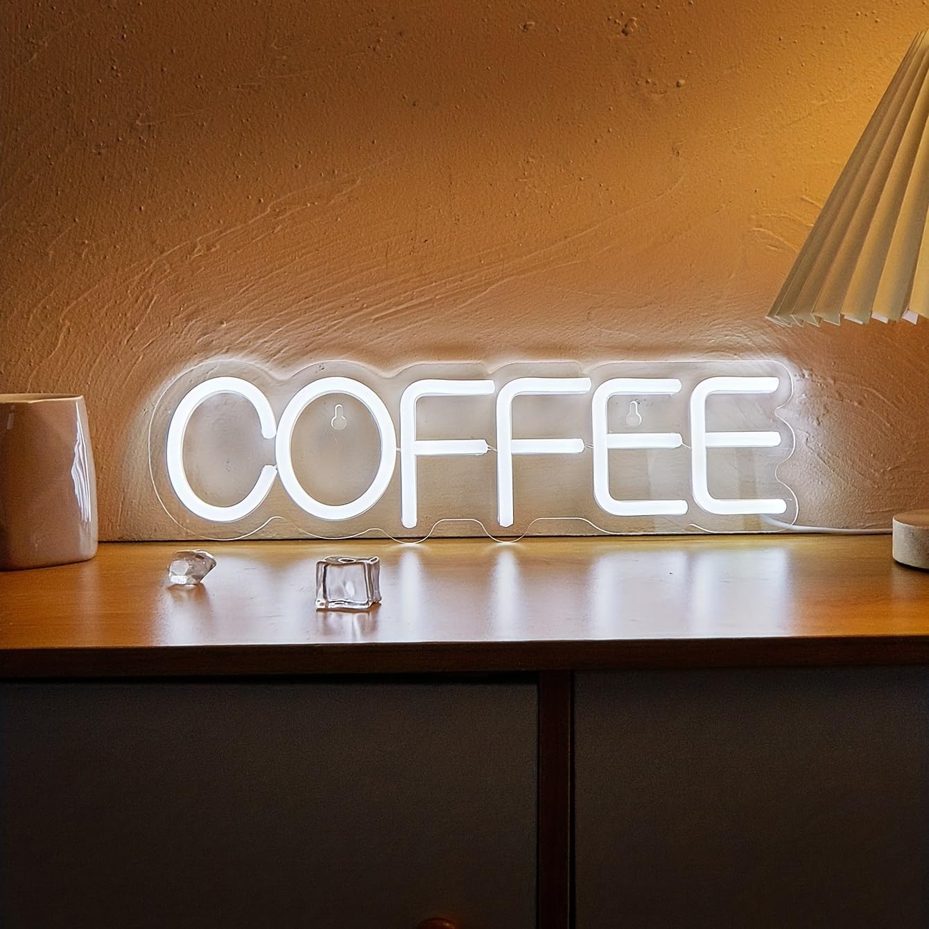 LED Neon COFFEE Cute Neon Sign, USB Powered Neon Signs Night Light, 3D Wall Art & Game room Bedroom Living Room party Decor lamp for Children Kids Girls Boys (Clear backboard)