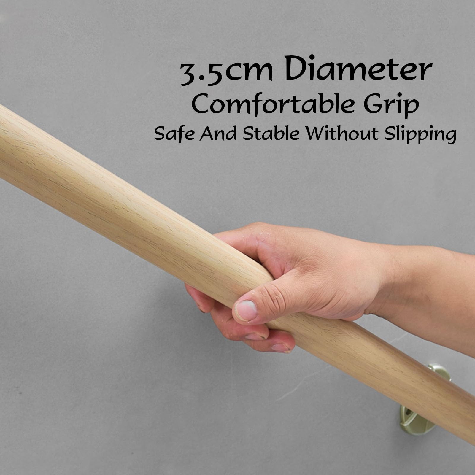 Barra De Apoyo For Baño Madera Maciza En Forma L, Mango Antideslizante For Cocina, Dormitorio, Bañera, Ducha Y Escaleras(70x70CM)