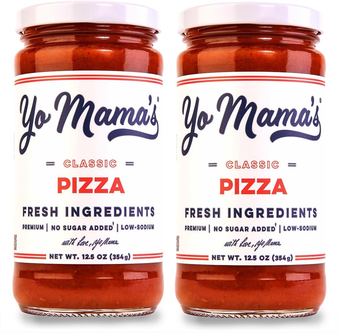Yo Mama’s Foods Keto Classic Pizza Sauce by – Pack of (2) - No Sugar Added, Low Carb, Vegan, Gluten Free, Paleo Friendly, and Made with Fresh Non-GMO Tomatoes!