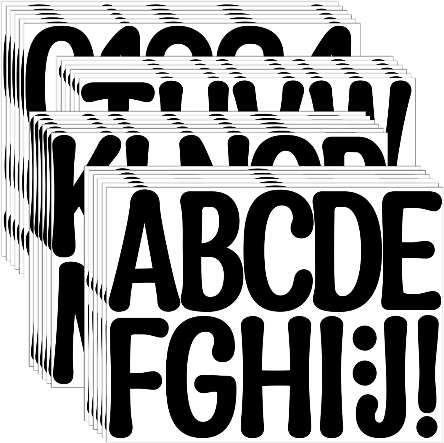 306 PCS Large Letter Stickers 4 Inch, Black Alphabet and Number Stickers | 24 Sheets, Waterproof, Vinyl Letters for Bulletin Board, Poster Board, Classroom, Mailbox, DIY Craft, School Project Decor