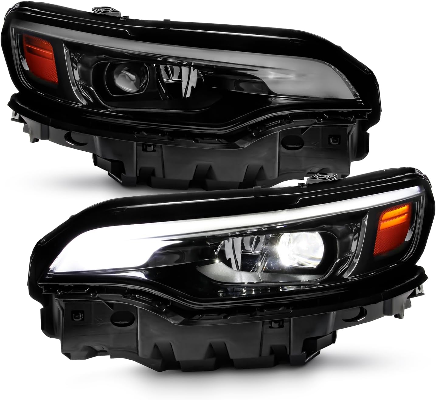 AKKON - Fits 2019-2023 Jeep Cherokee Full LED DRL Tube Projector Headlight Driver Left w/SwitchBack Running Turn Signal