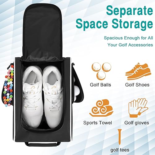 Miniatura 23 de Wolt Bolsa para zapatos de golf - Bolsas de transporte para zapatos deportivos y de viaje con ventilación y doble bolsillo exterior para accesorios