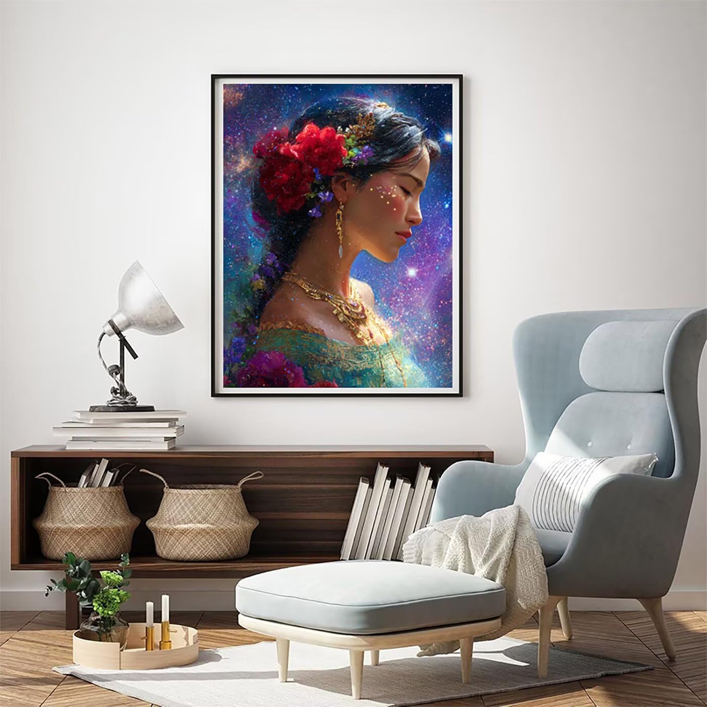 5D Diamentowe Malarstwo Gwiaździste Niebo Kobieta, Diamentowe Malowanie Diamentowe Pełny Zestaw Dzieci Prezent, DIY DIY Dorośli Diamentowe Malarstwo Do Dekoracji Ściany Domu 80x100 cm SYLF597