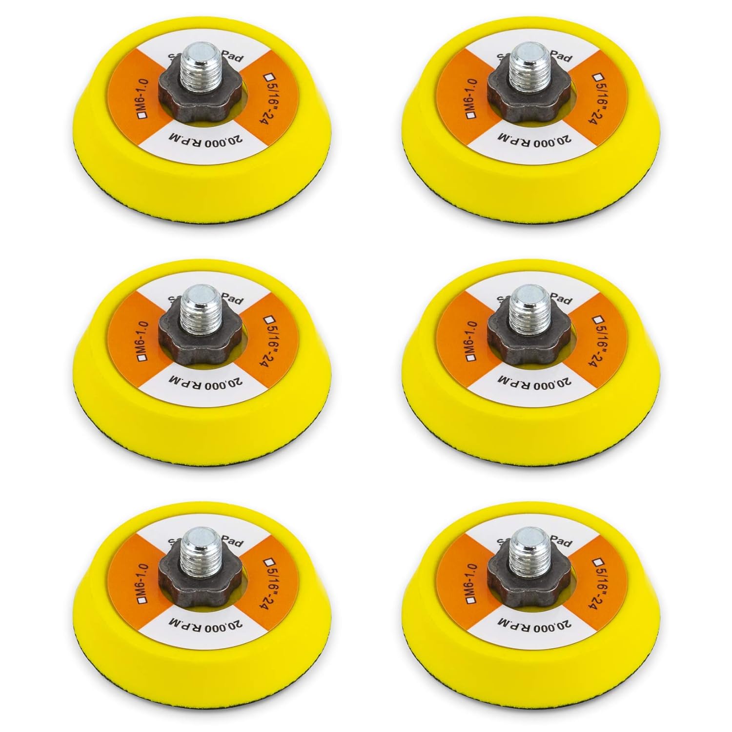 Tool Guy Republic TGR 2" PSA Vinyl Sanding Polishing Backup Pad with 5/16"-24 Threads (6 Pack)