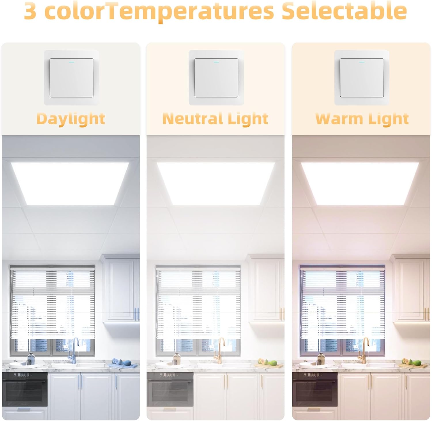 6 Pack 2X2 Led Flat Panel Light,0-10V Dimmable,3000K/4000K/5000K, 30W/40W/50W, Drop Ceiling Light for Mall, Officeroom, Garage