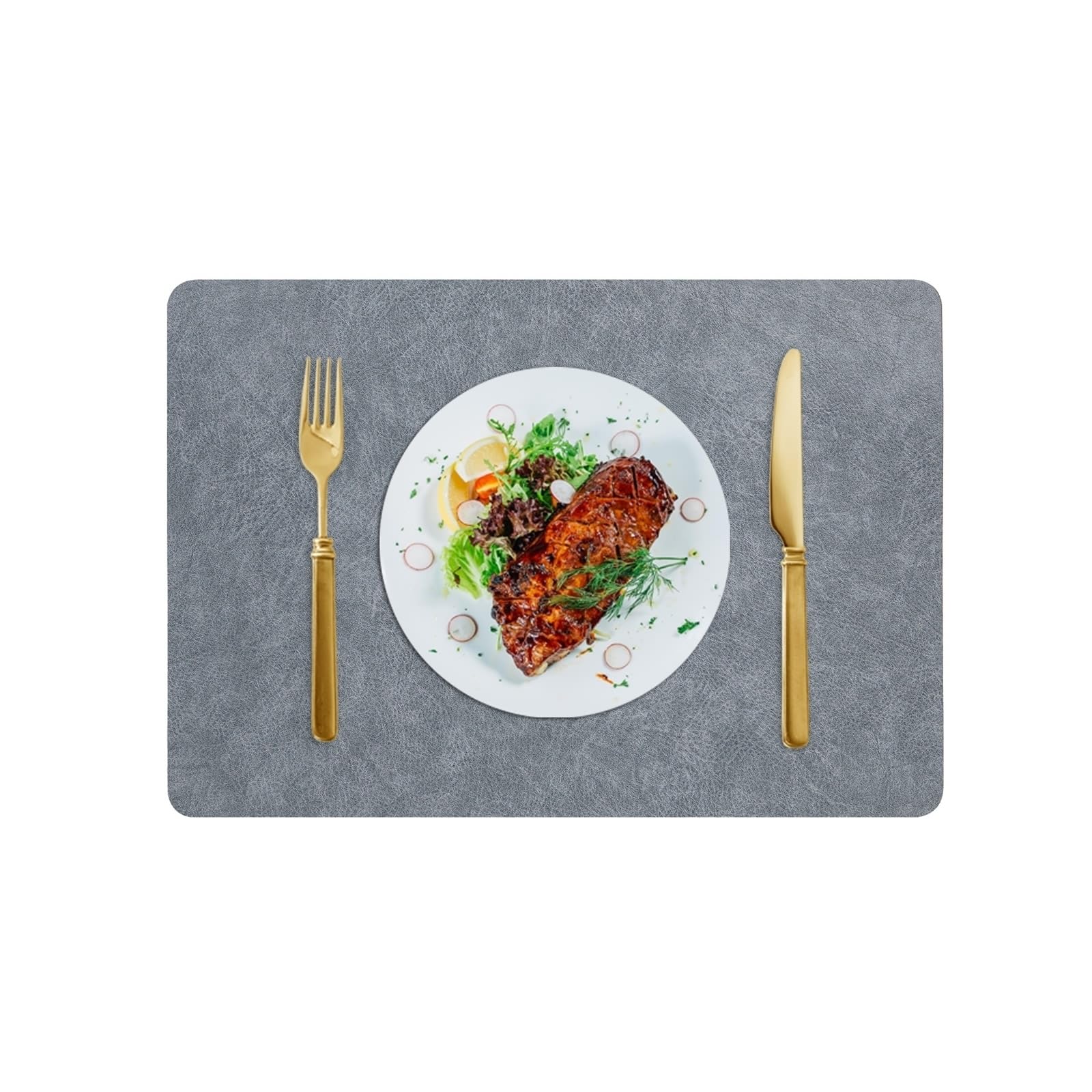 Sets de table gris anti-tache en cuir synthétique, protection 30x43 cm cuisine et repas