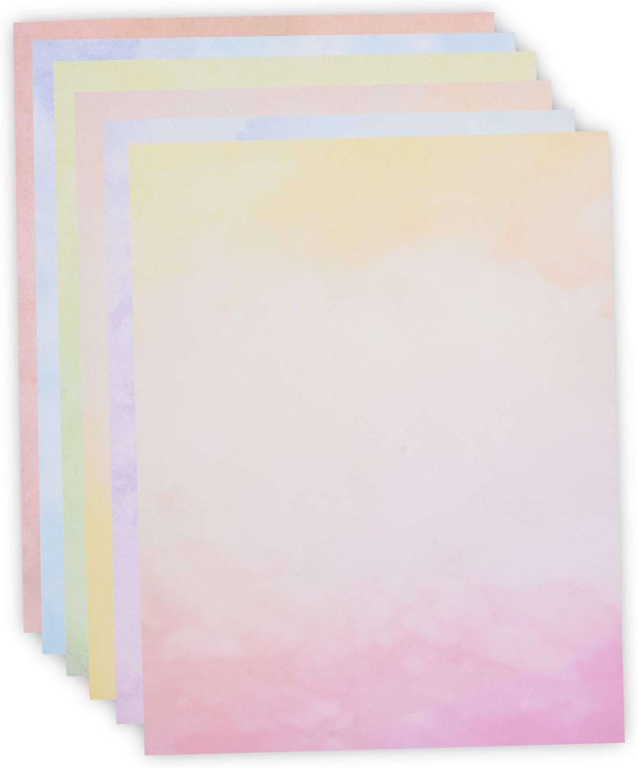 120 Pack Water Color Stationery Paper Set 6 Watercolor Designs Double Sided 8.5"X 11" Decorative Letter Sheets for Writing Calligraphy, Printing, Scrapbook Crafts, Letterhead, Certificate & Invitation : Arts, Crafts & Sewing