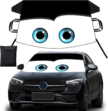 Gven Car Cover Waterproof All Weather Windshield Sun Shade Hail Protector Automotive Exterior Car Accessories Universal Fit for Car, SUV, TruckEyes