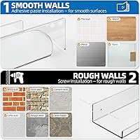 Vista 3 de Albumgit Paquete de 2 estantes acrílicos para almacenamiento en la pared, estante flotante transparente autoadhesivo de 15 pulgadas para figuras