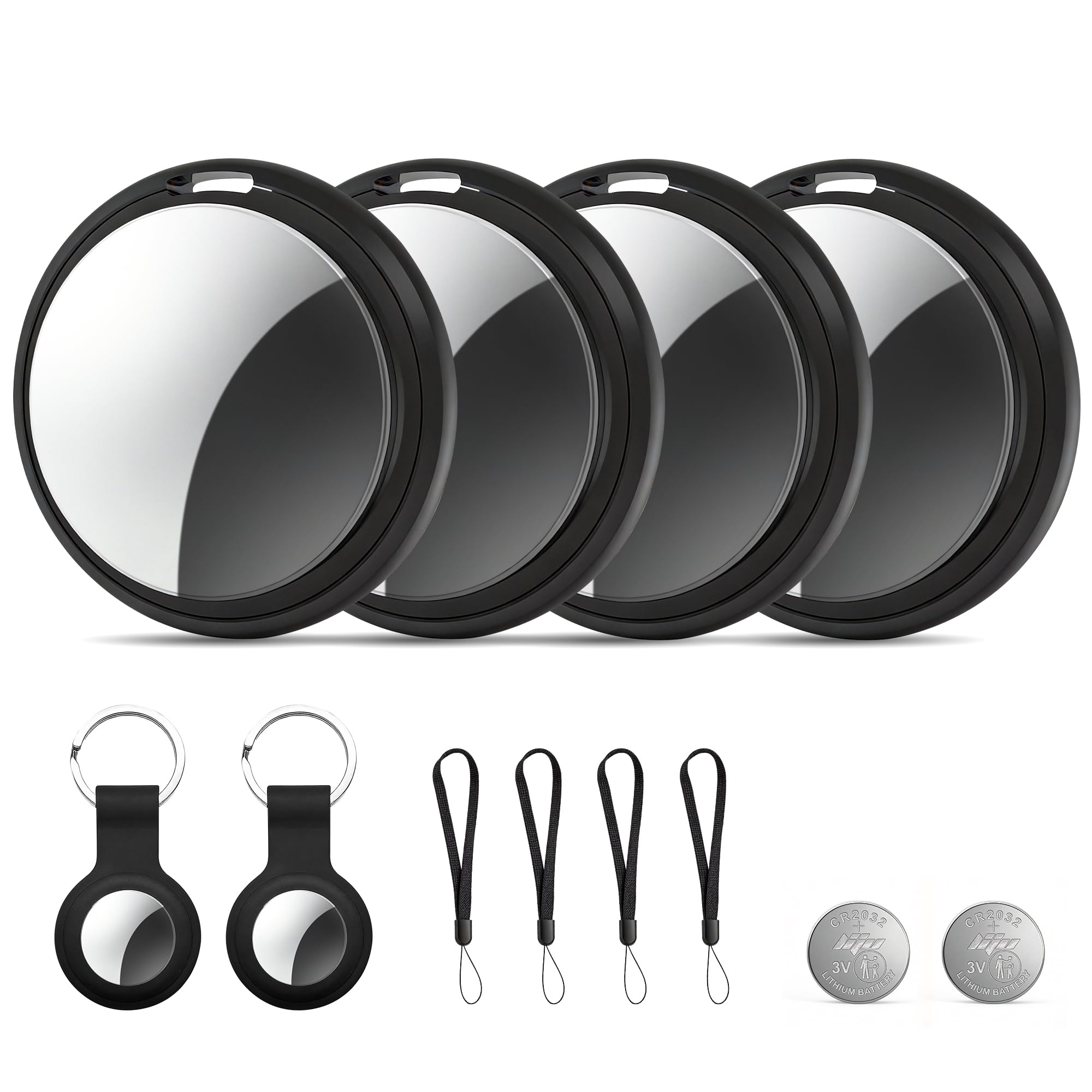 Confezione da 4 etichette tracker compatibili con Find My (solo iOS), tracker Bluetooth, cercatore di chiavi intelligenti e localizzatore di oggetti, con custodia impermeabile per portafoglio, bagagli