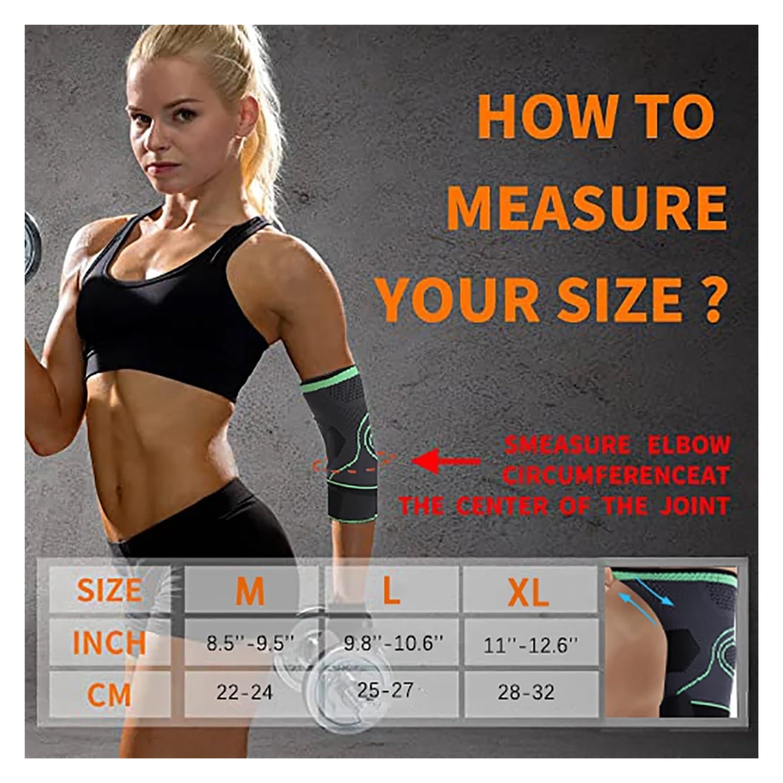 coudiere 2PCS Sports Elbow Braces Compression Sleeve(1 Pair) Braces Tennis & Golfers Elbow Protect Weight Lifting(Light Green,L)