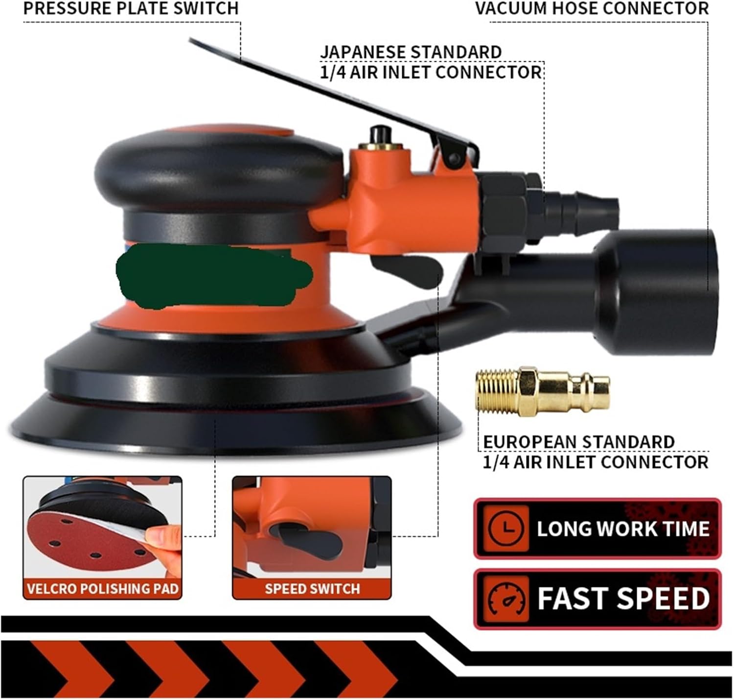 Pneumatic Orbital Sander Air Grinder,125mm/150mm Vacuum Eccentric Polishing/Grinding Machine Pneumatic Tools Multiple Applications